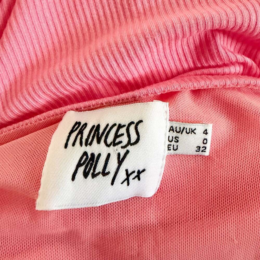 Princess Polly Pink Ribbed Ruched One Shoulder Mini Dress Size 0 XS Bodycon - Picture 8 of 9